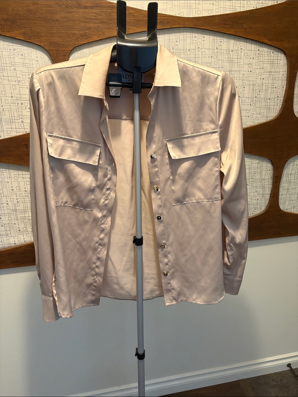 Alexia Admor Blush Pink Satin Button-Front Shirt Jacket